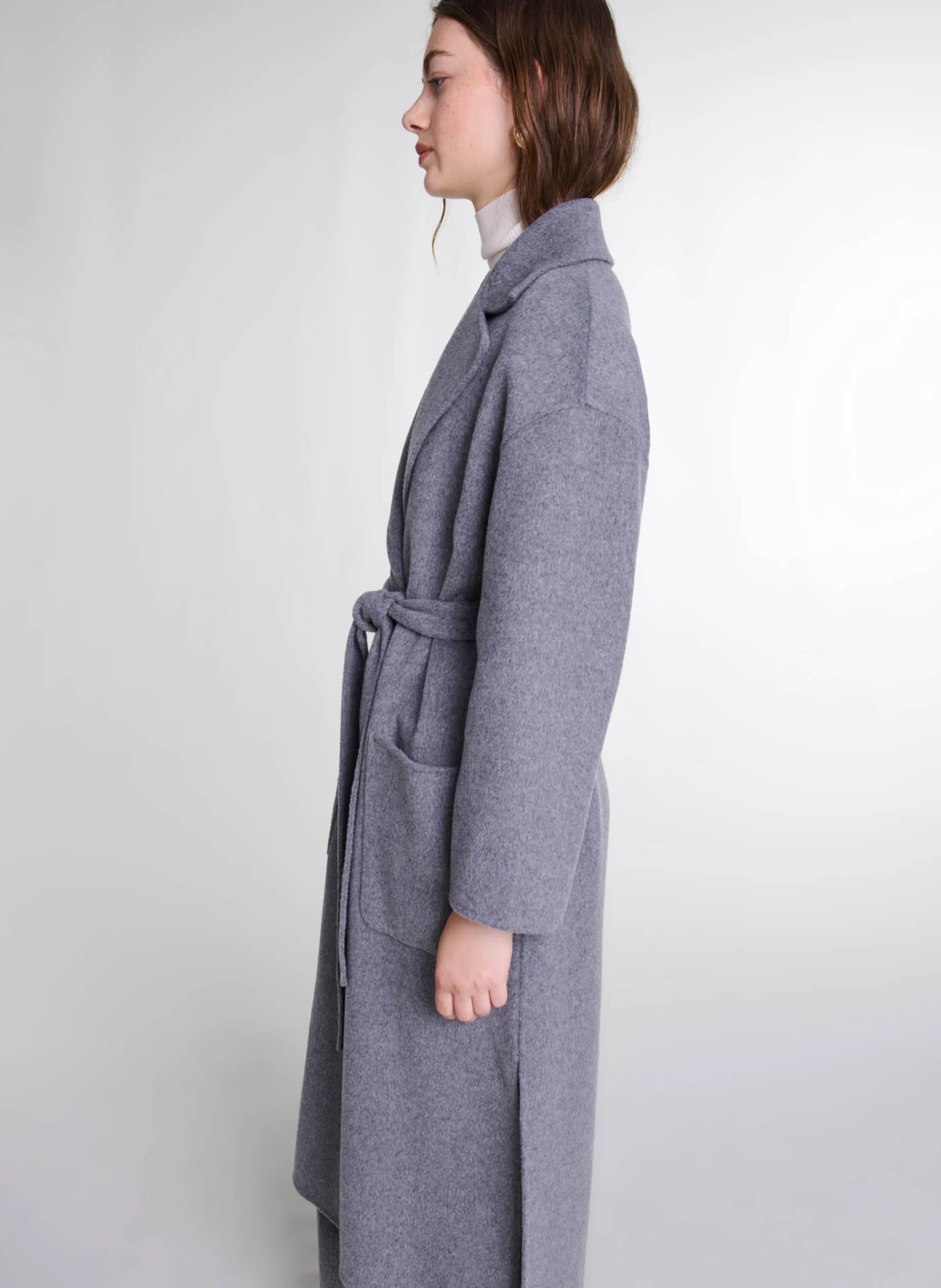 Manteau long en laine mélangée | Gris