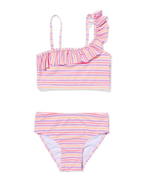 bikini enfant asymétrique avec rayures multi