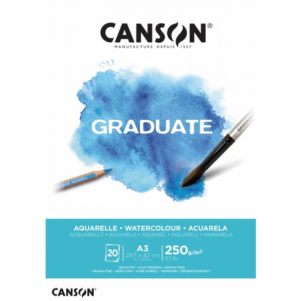 Canson Bloco A3 Graduate Aquarelle 250Grs 20Fls