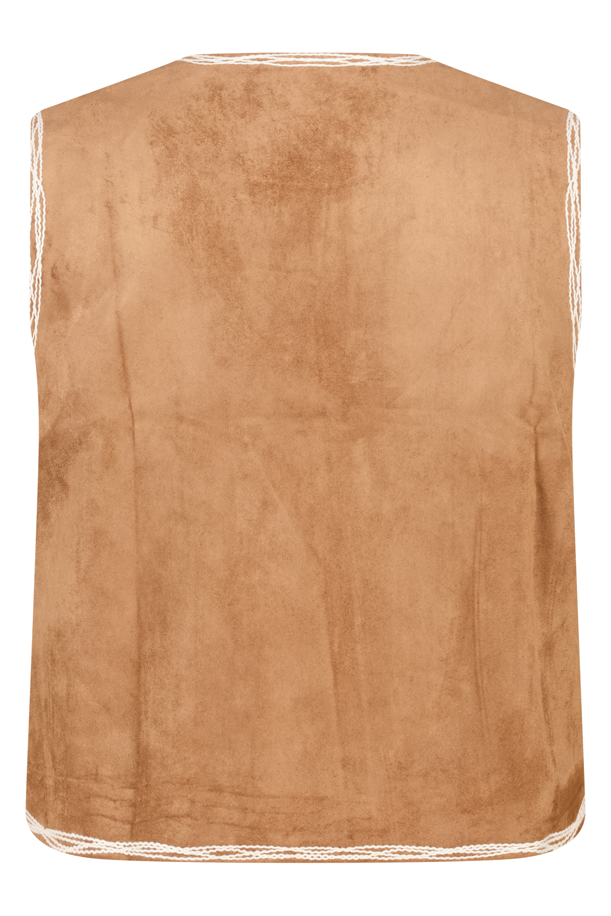 Suèdine gilet met broderie Cognac