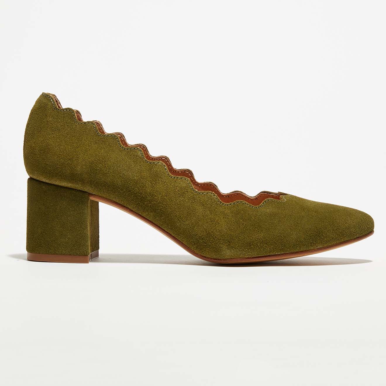 Apologie Trotters en Velours de Cuir Ariana kaki - Talon 6 cm