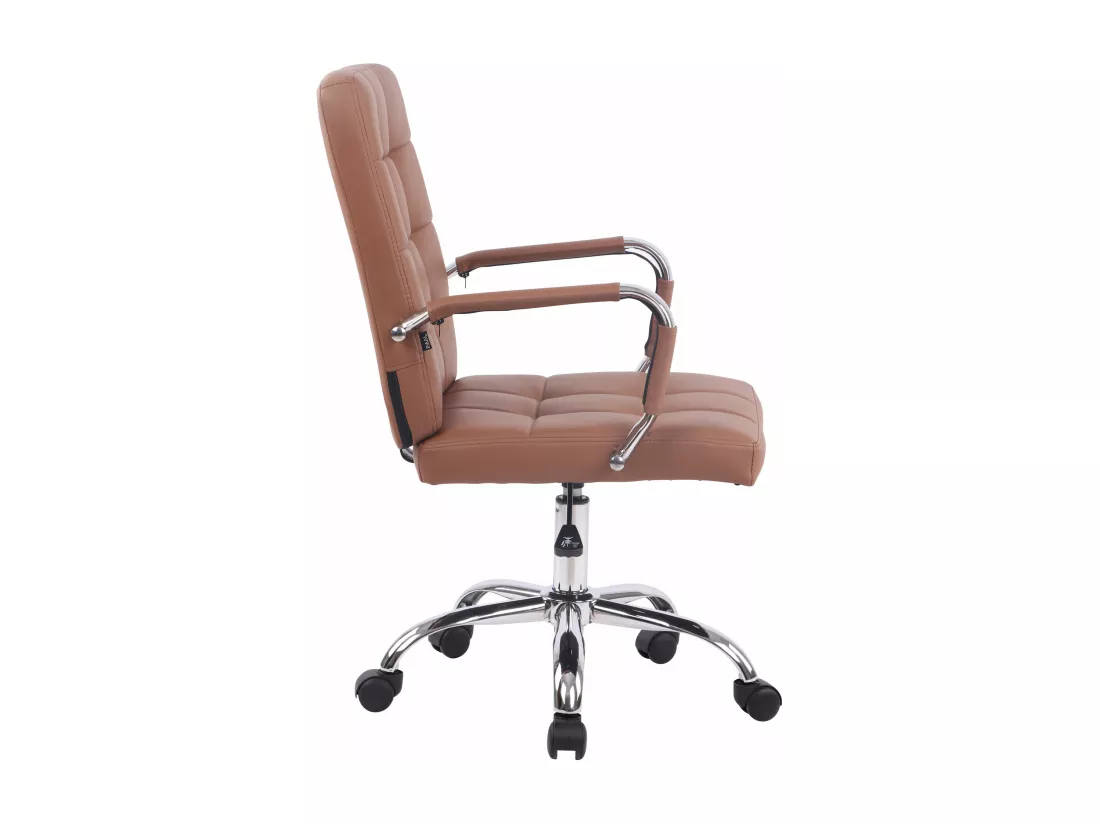 Chaise de bureau - Similicuir & Métal chromé - Marron clair - Deli PRO