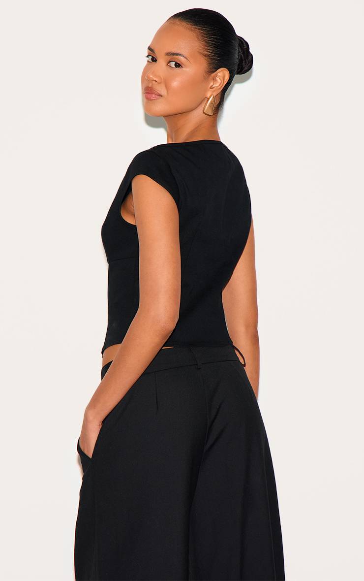 Noir Corset Structuré En Tissu Extensible Tissé