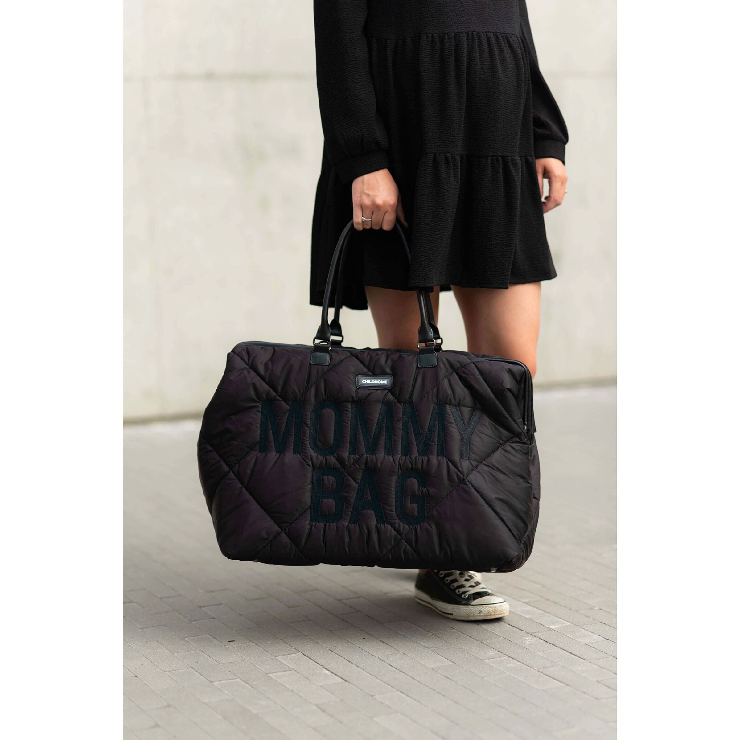 Childhome Wickeltasche Mommy Bag schwarz gesteppt
