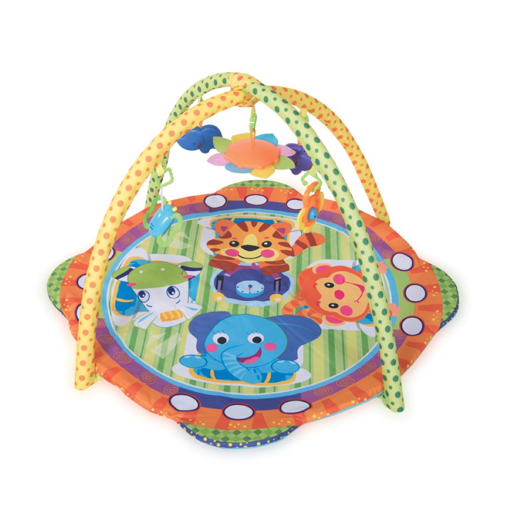 Lorelli Spielbogen Safari Krabbeldecke Spiegel Rassel buntes Spielzeug ab Geburt orange