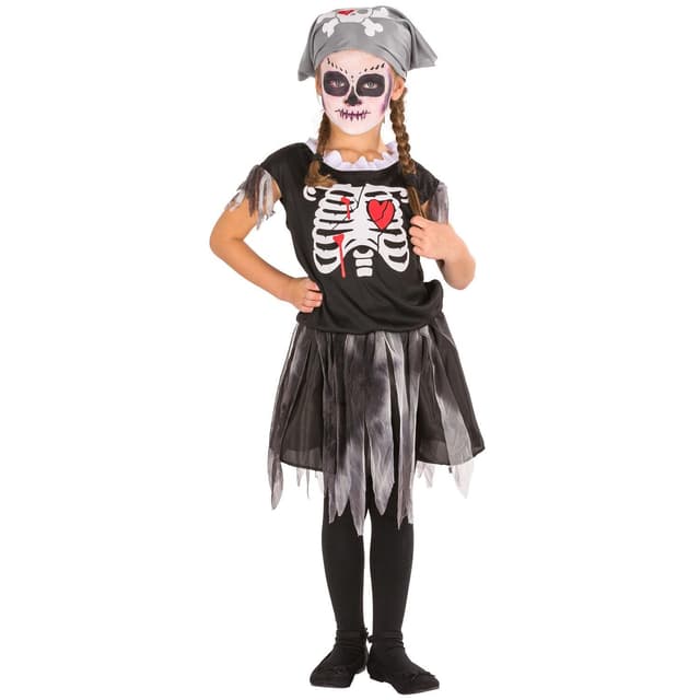 Piratkostume med skeletdetaljer