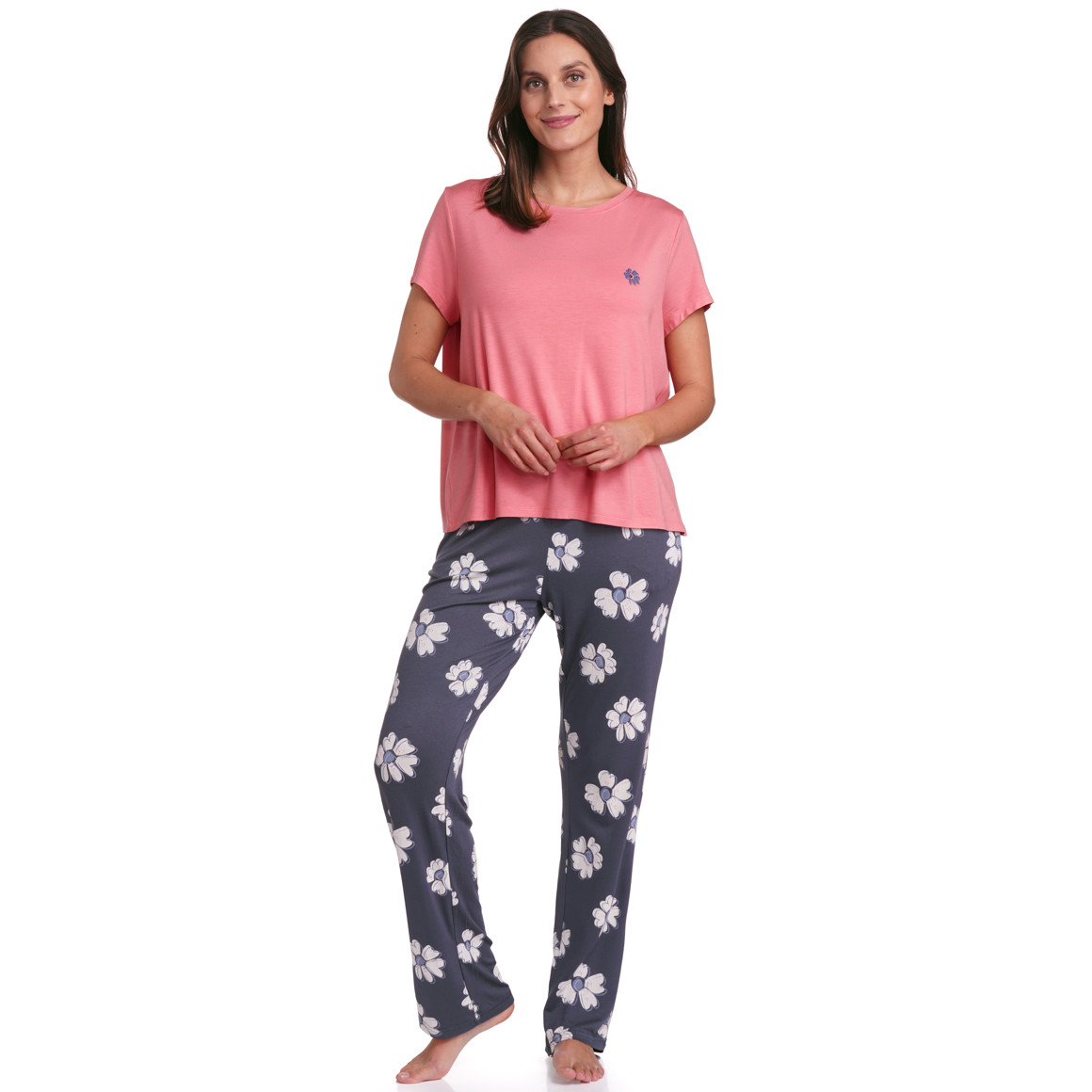 Gina Benotti Damen Schlafshirt mit Blumen-Print rosa