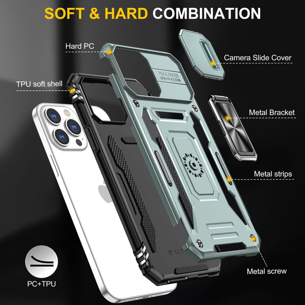Hülle Handy Schutz für Apple iPhone 15 Pro Max Case Cover Kamera Ständer Etuis