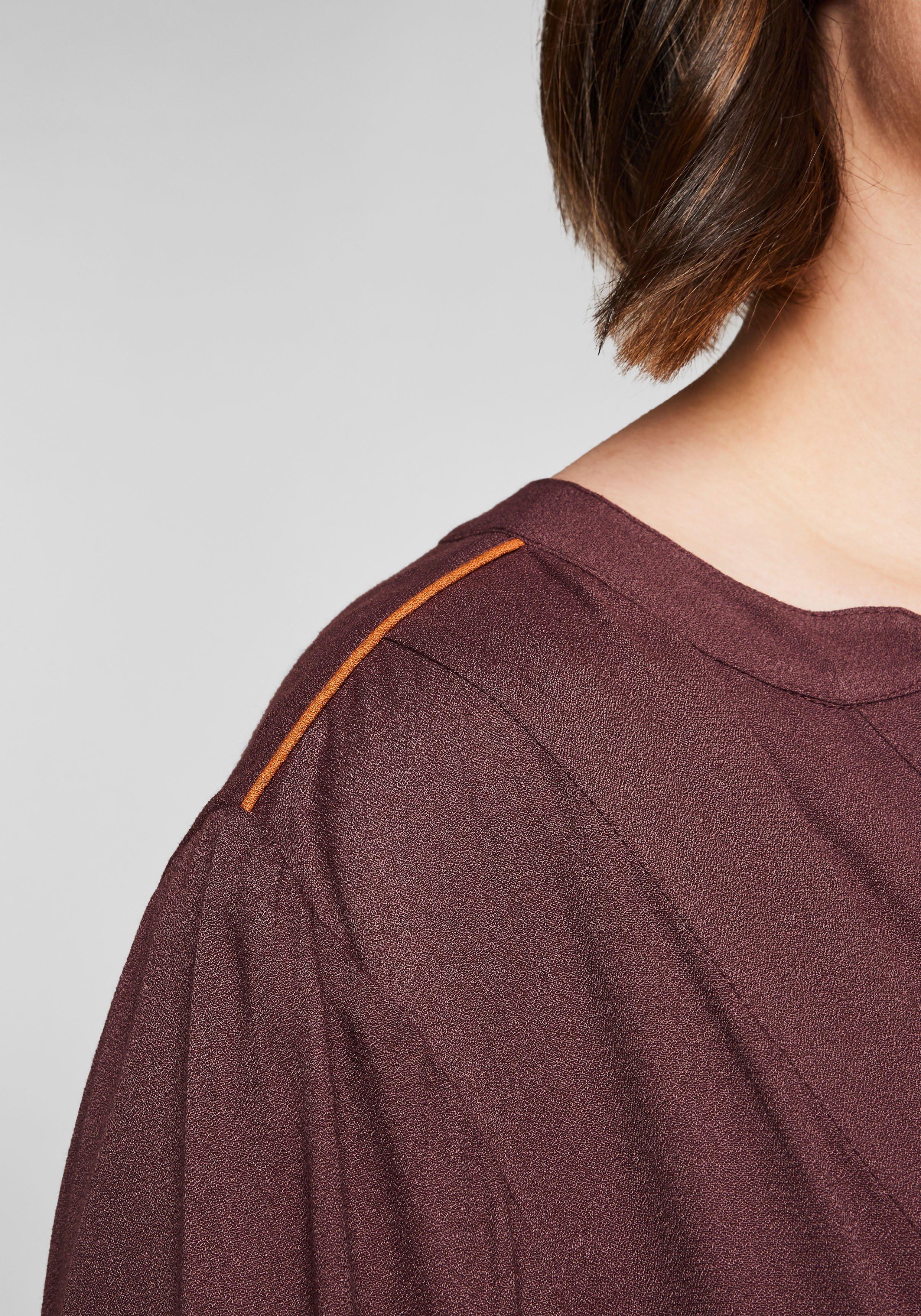 Longbluse mit kontrastfarbenen Pipings, in A-Linie