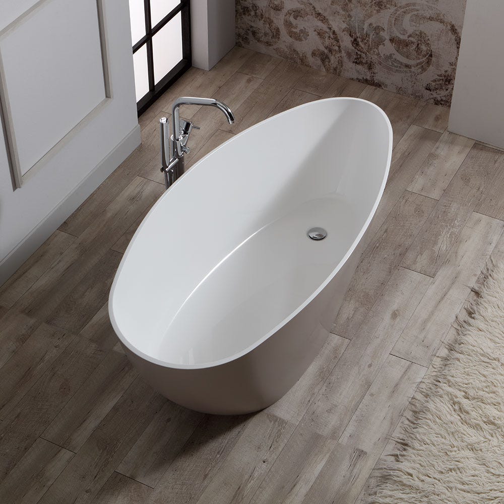 Vrijstaand beige gegoten mineraal bad | Rachele
