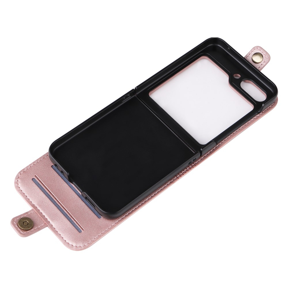 Samsung Galaxy Z Flip7 FE / Z Flip6 Leder Tasche Flip Cover mit Kartenfächer - Roségold