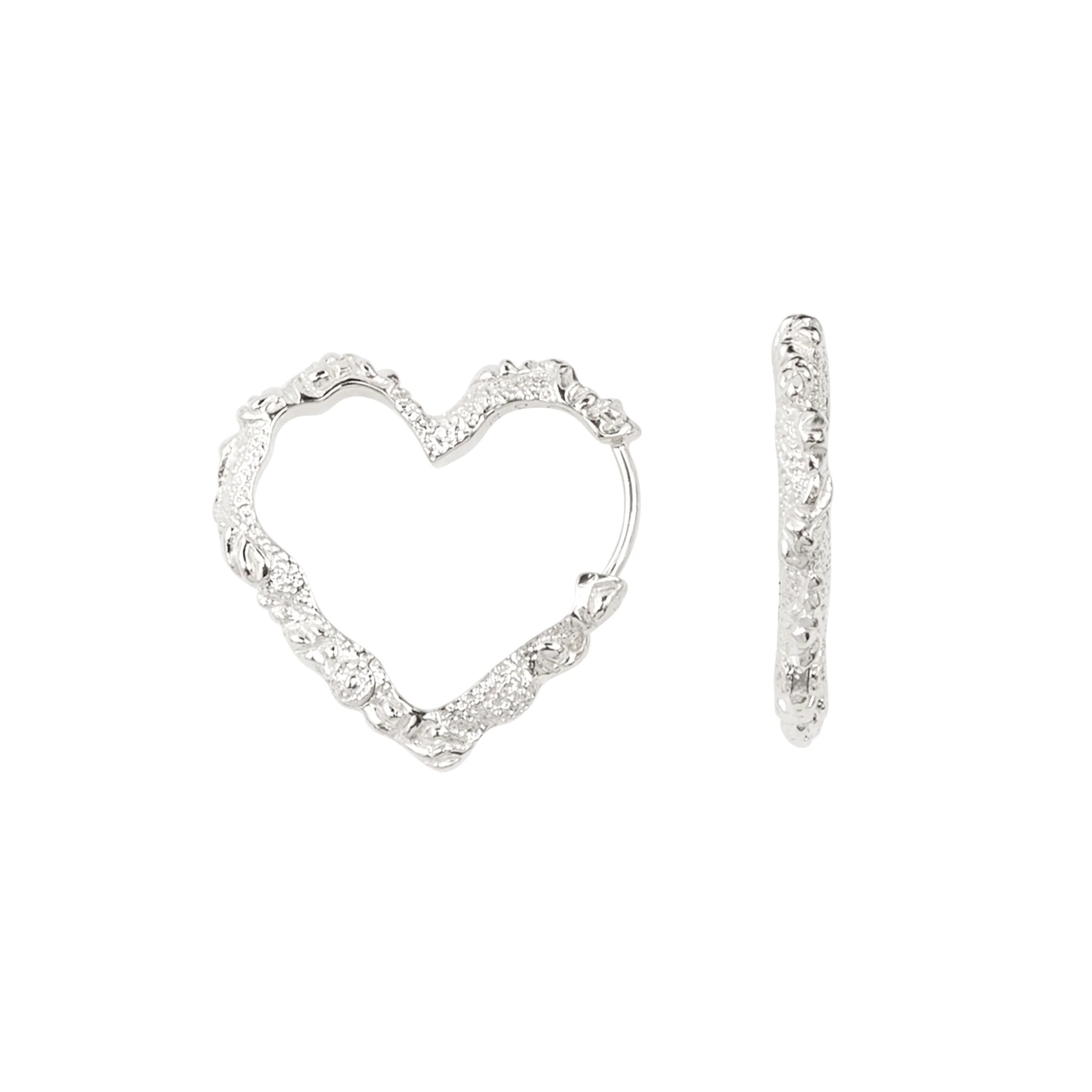 Camille Brinch  Heart Crush hoops - sølv