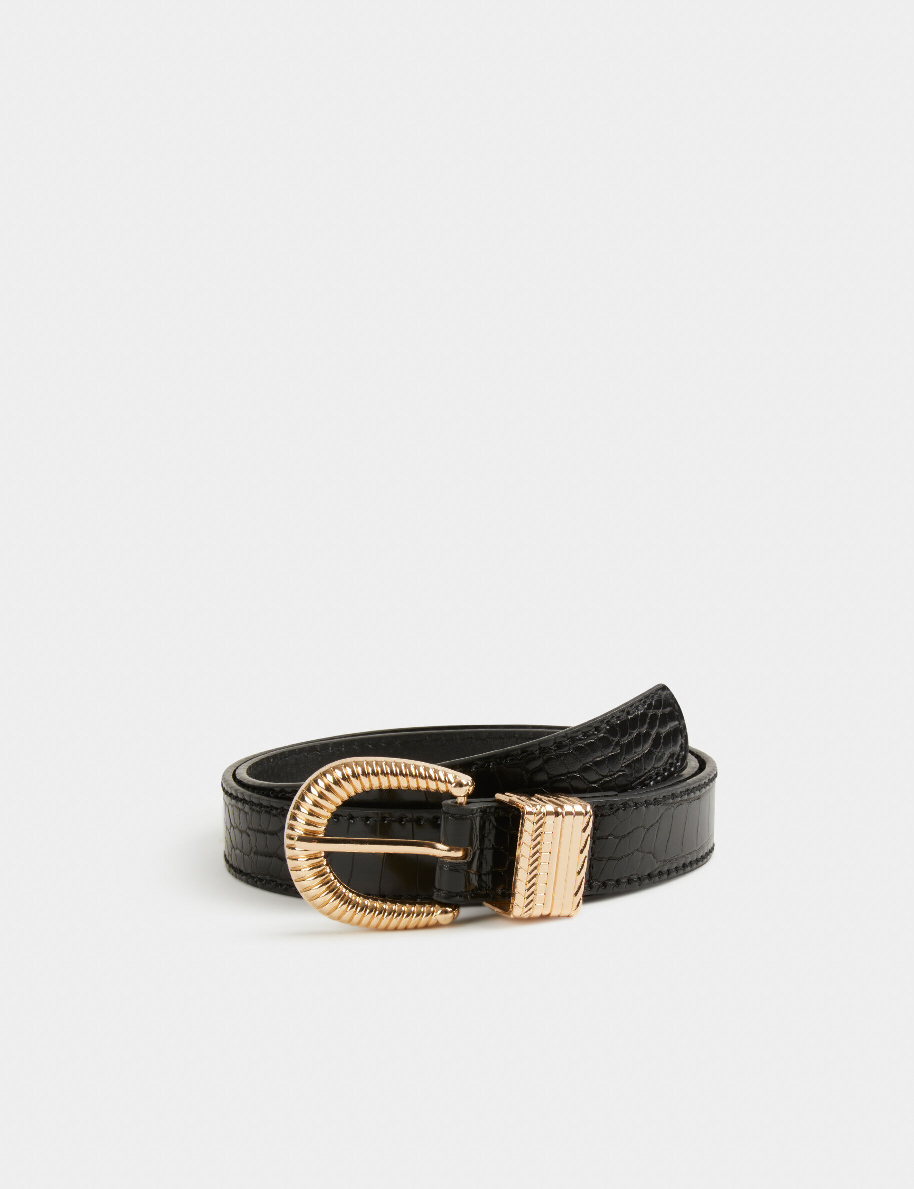 Ceinture aspect croco noir femme - noir