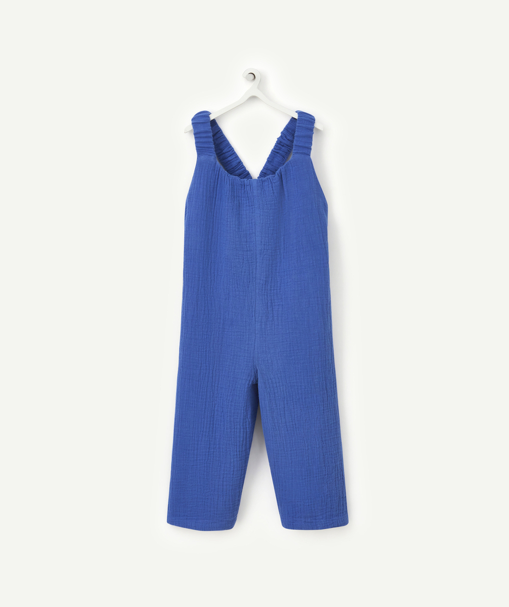 COMBIPANTALON ÉVOLUTIVE FILLE BLEUE EN GAZE DE COTON