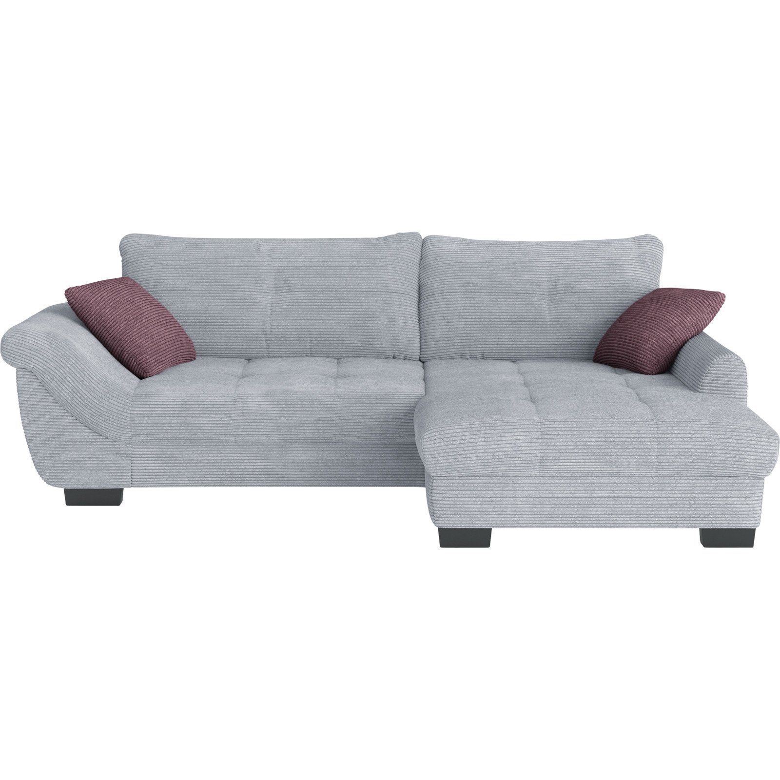 Ecksofa Desiree, Cordstoff grau, Recamière rechts
