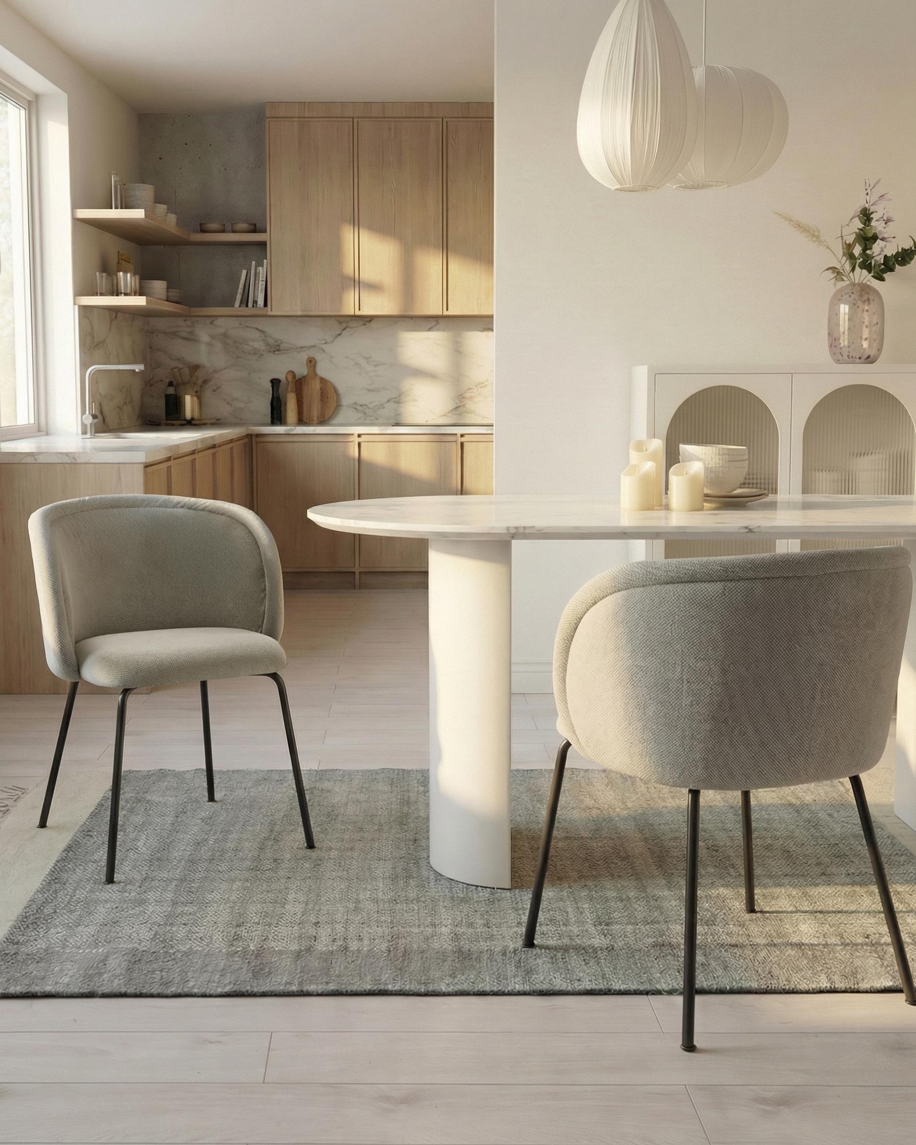 Set van 2 eetkamerstoelen SARASOTA Stof Gebroken wit
