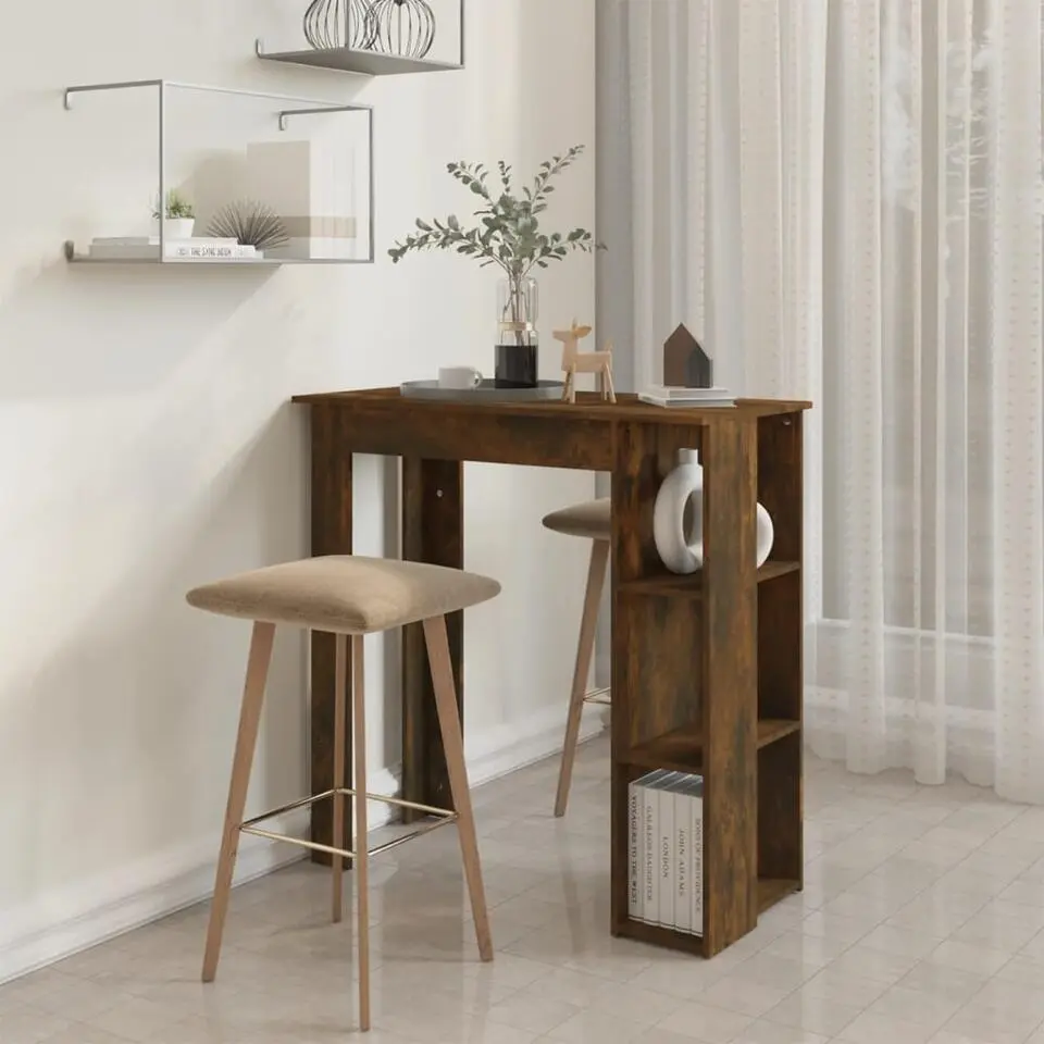 vidaXL - Bartafel met opbergruimte - Gerookt eiken - Bewerkt hout - 102x50 cm