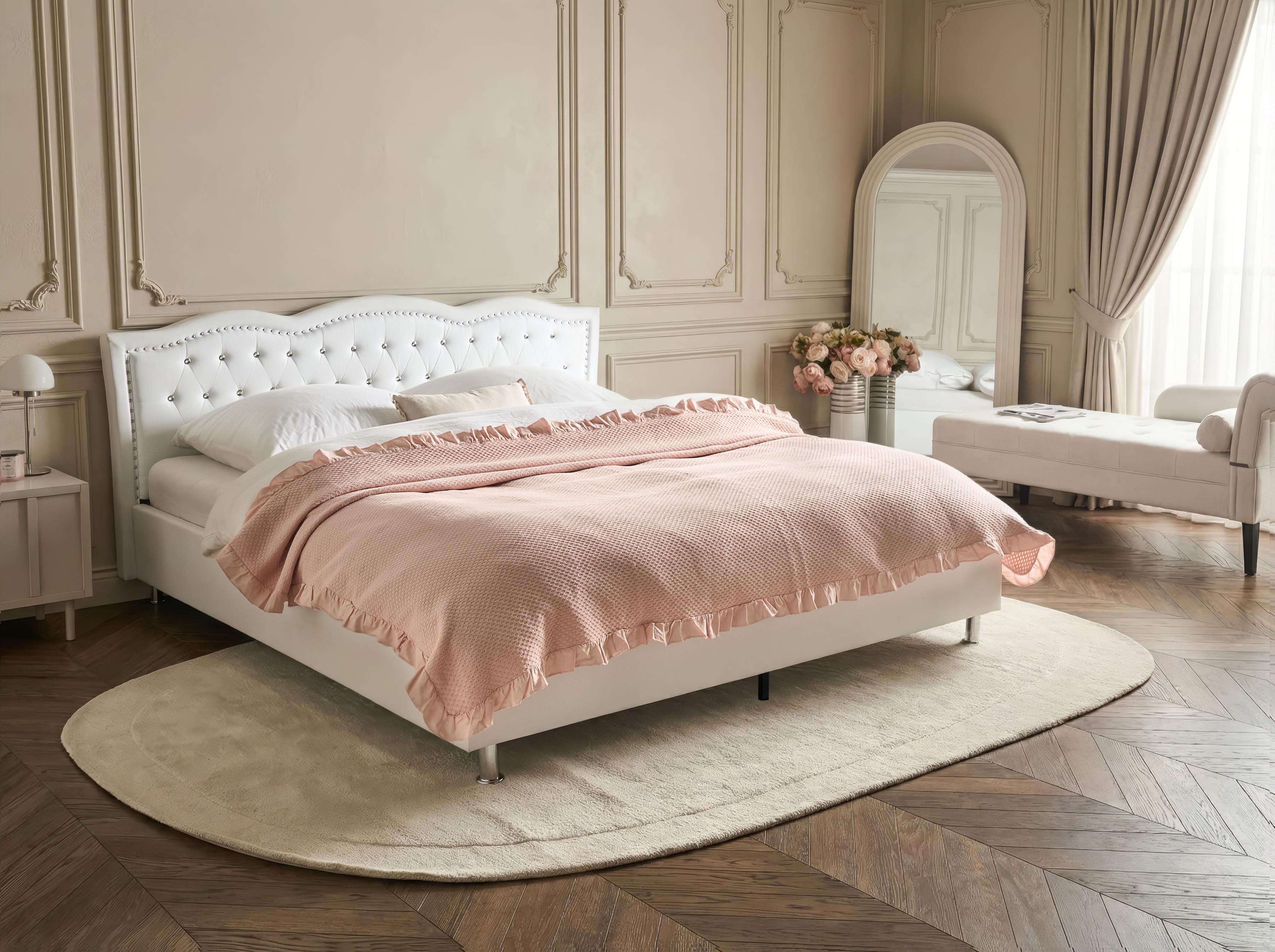 Bed met opbergruimte Kunstleer METZ 180 x 200 cm Wit
