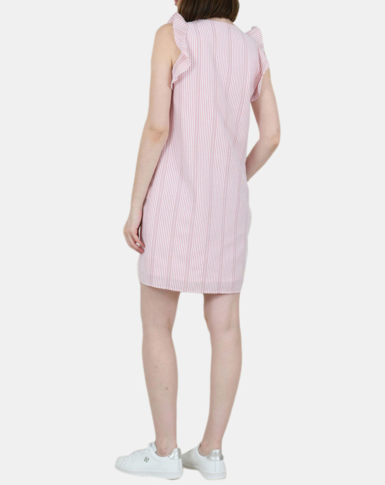 Molly Bracken Robe courte droite à rayures rose/blanc
