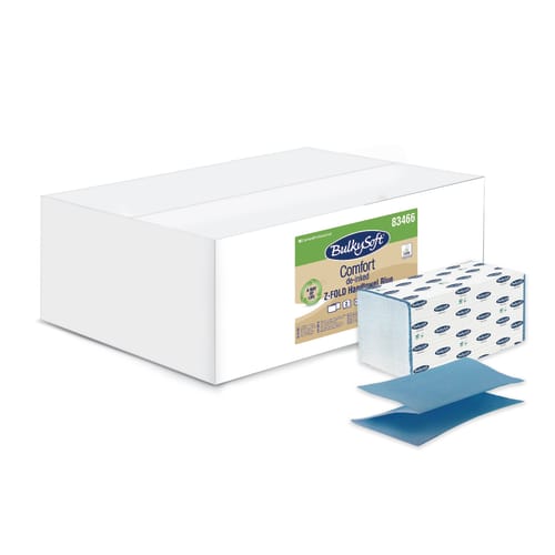Essuie-mains plié bleu 20 x 24 cm Ecolabel Bulkysoft