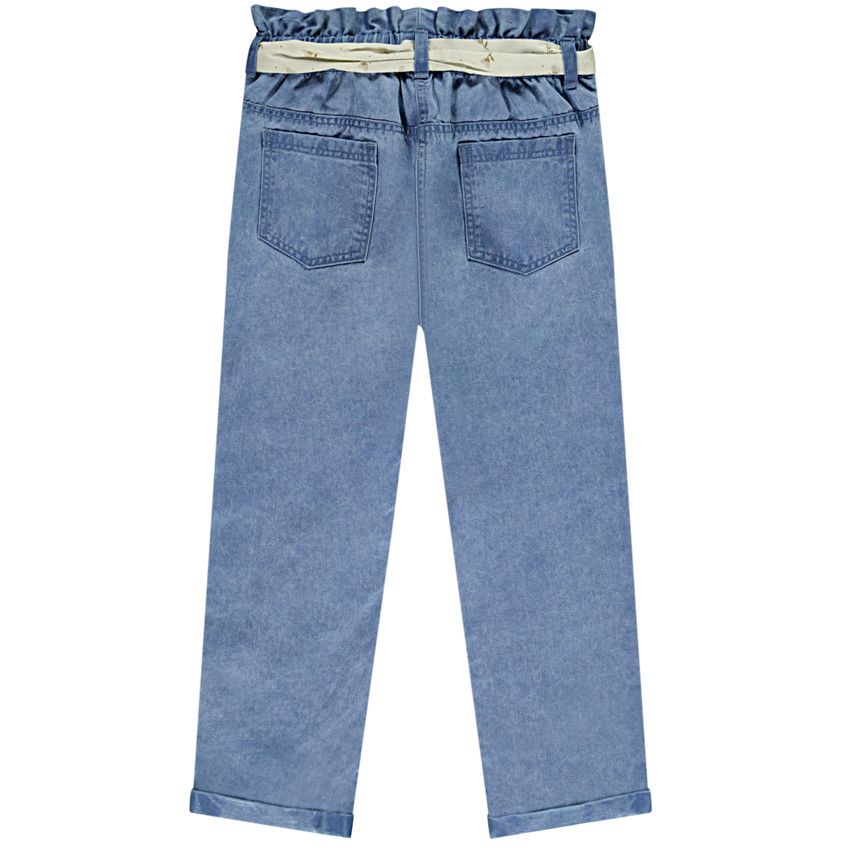 Pantalon paperbag avec ceinture imprimée à nouer pour fille - Bleu