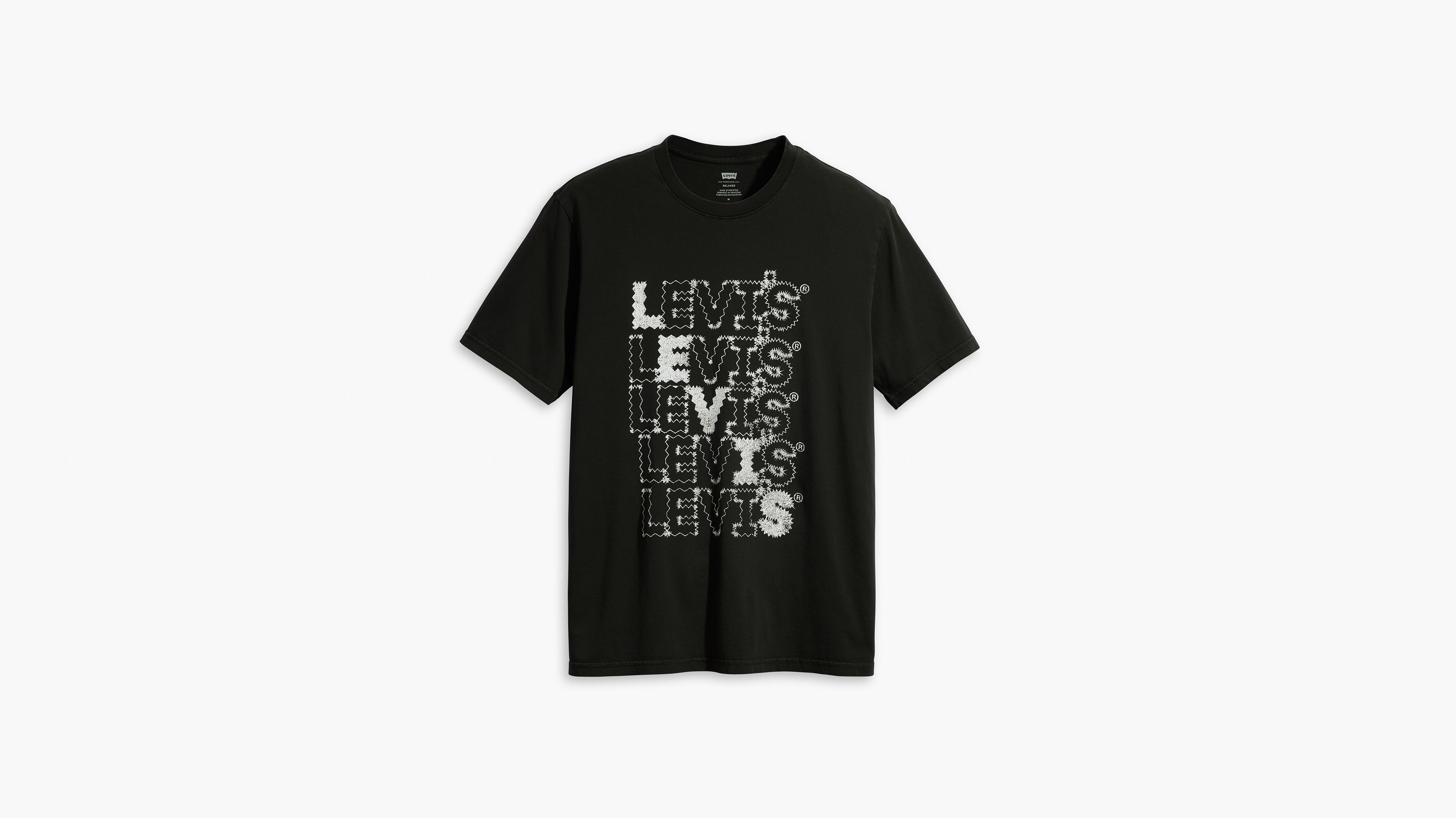 T-shirt graphique Relaxed - Zigzag Headline Garment Dye Caviar - Noir