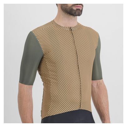 Maillot Manches Courtes Sportful Checkmate Vert/Beige