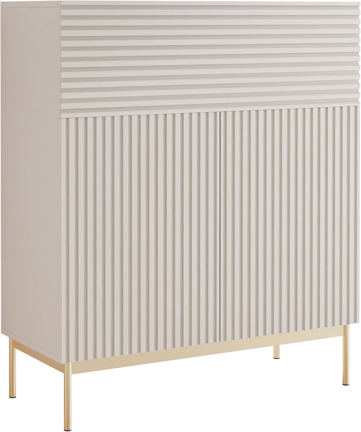Selsey Kommode mit LED-Beleuchtung Modernes Sideboard in Kaschmir mit Push-to-Open Schlafzimmer Kommode 92cm Breite 4 Ablagen und Klappfach Elegante Goldene Metallbeine für Wohnzimmer