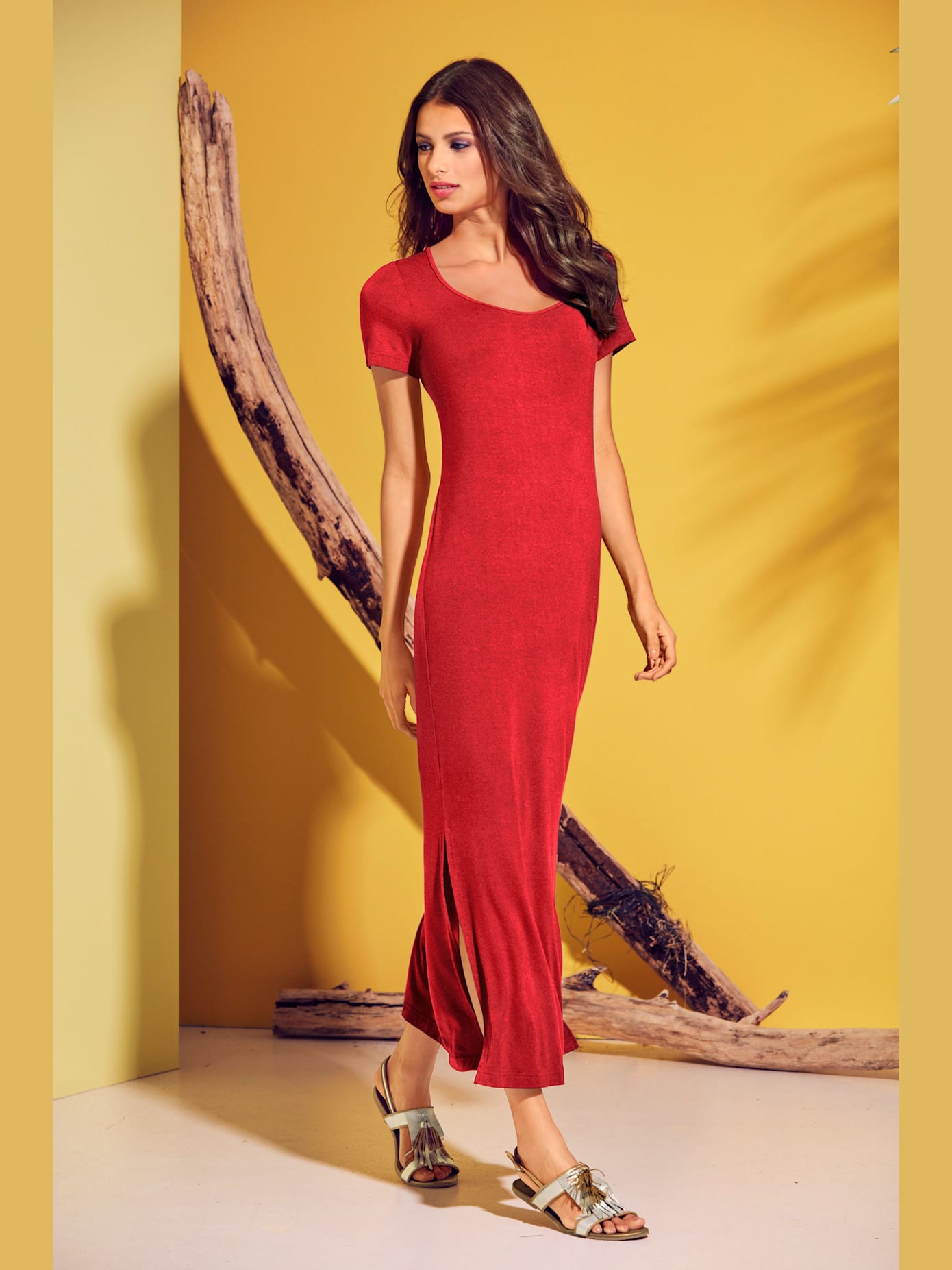 Robe en jersey coupe longue tendance, idéale pour l'été