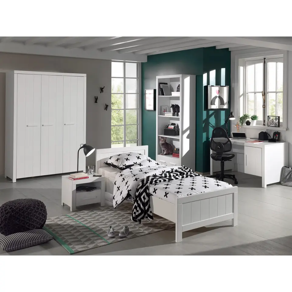Vipack kledingkast Erik 3-deurs - wit - 205x144x55 cm