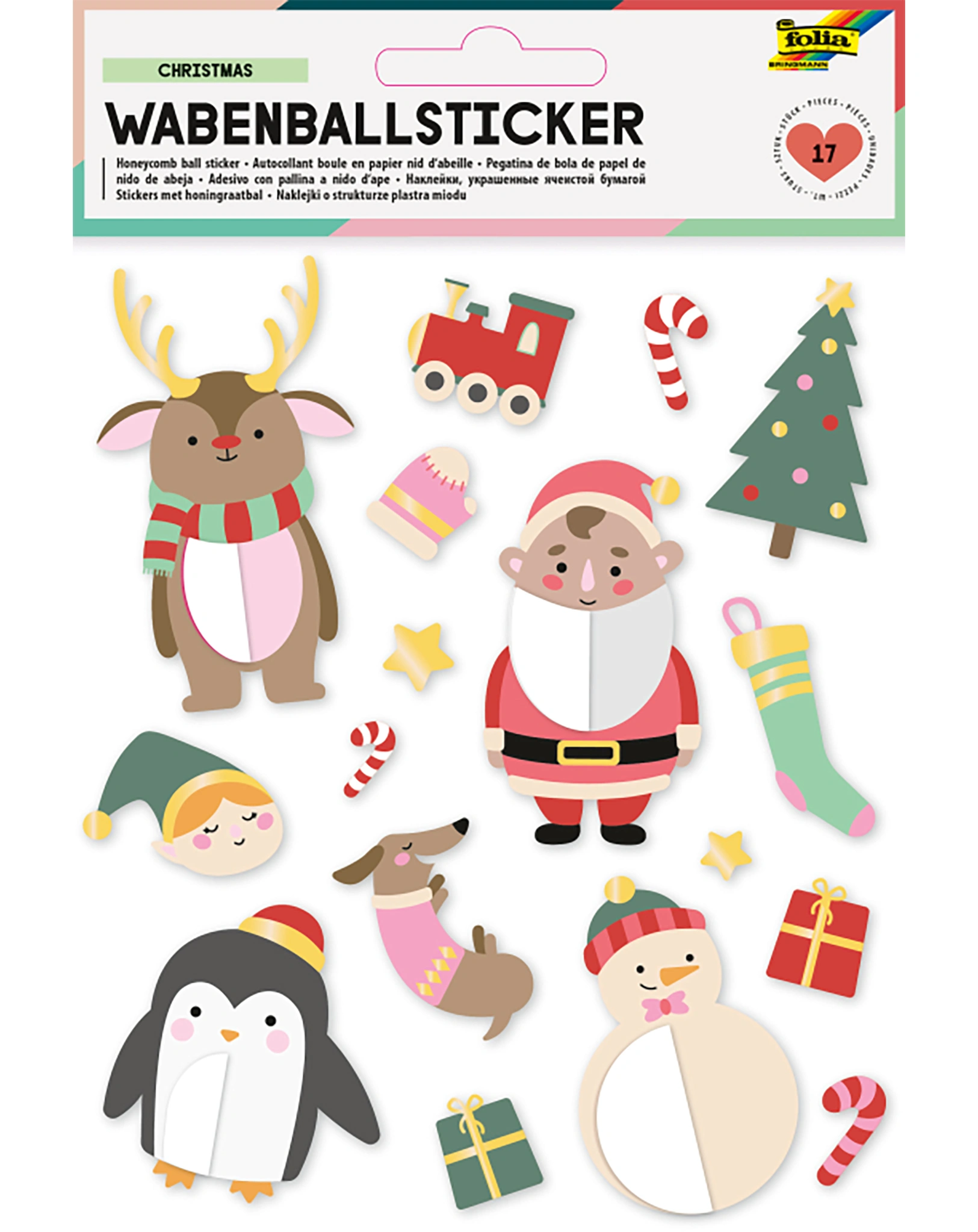 Wabenball-Sticker CHRISTMAS 17-teilig