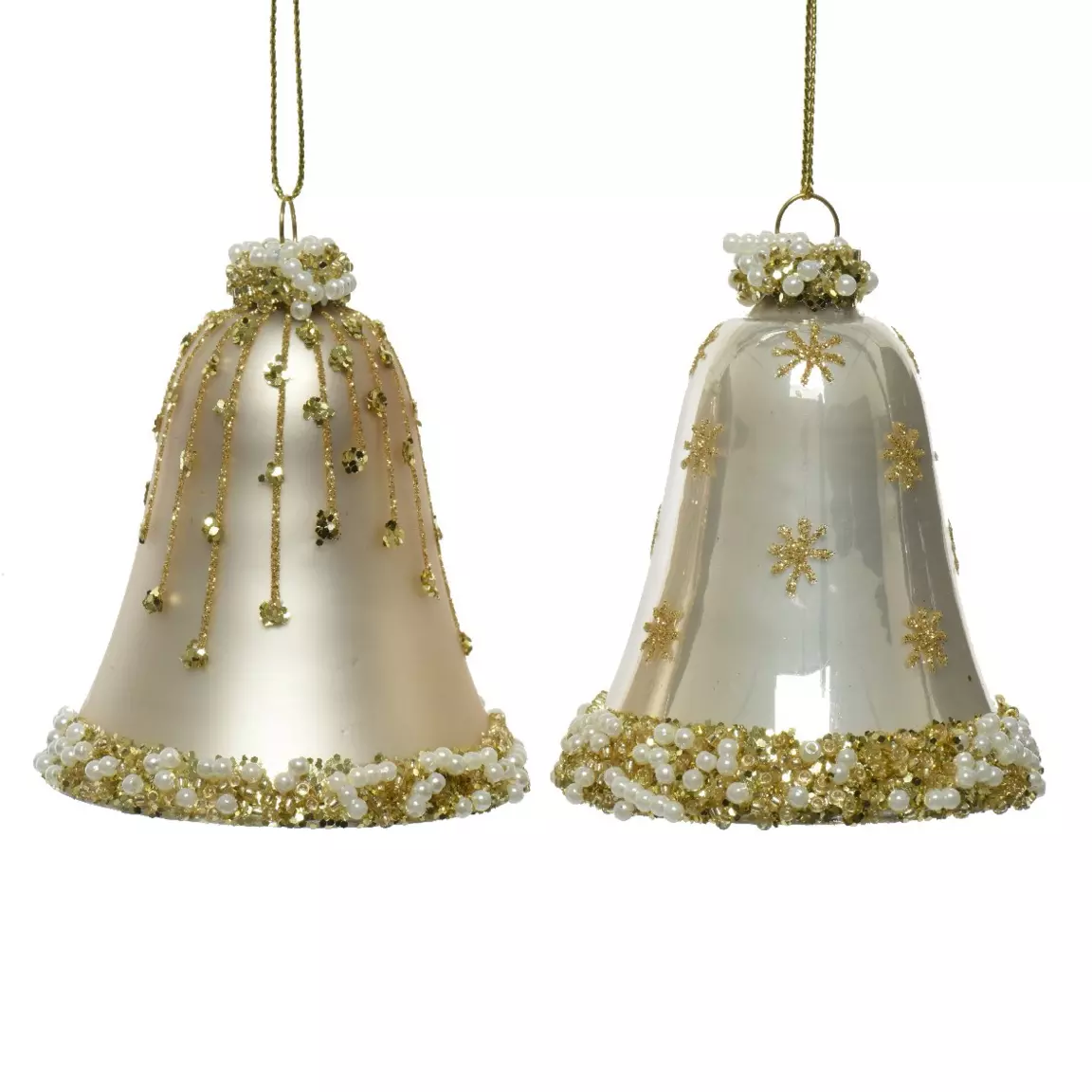 Lot de 2 clochettes en verre (H8 cm) Kristina Perle