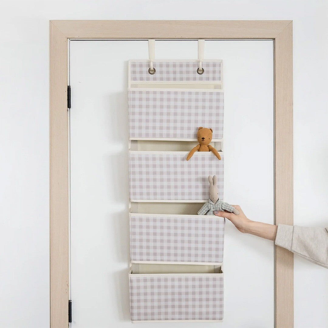 3 sprouts wandorganiser gingham beige