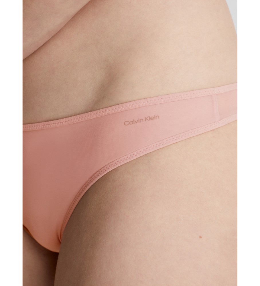 Calcinha fio dental Calvin Klein transparente Marquisette nude