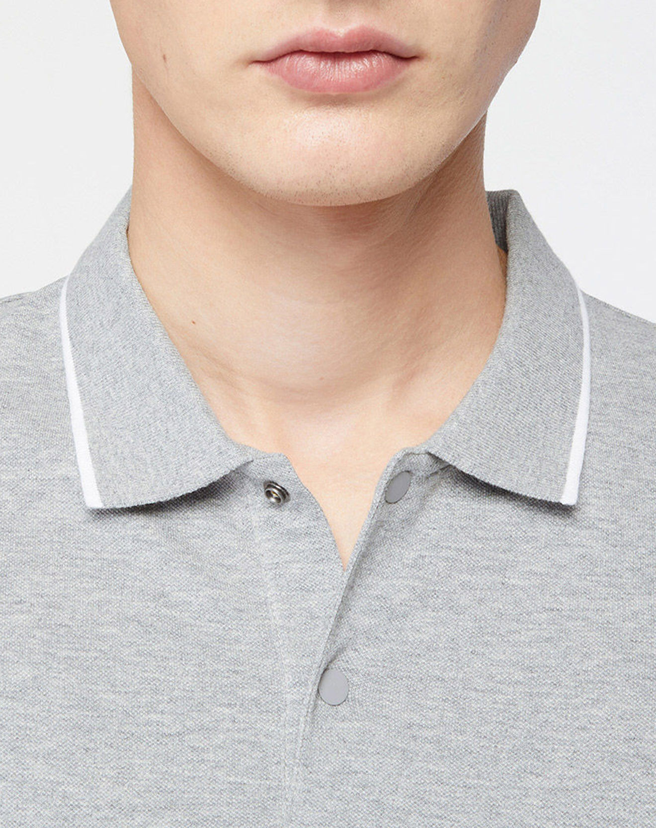 Galeries Lafayette Polo slim en Coton bio Doslim gris chiné