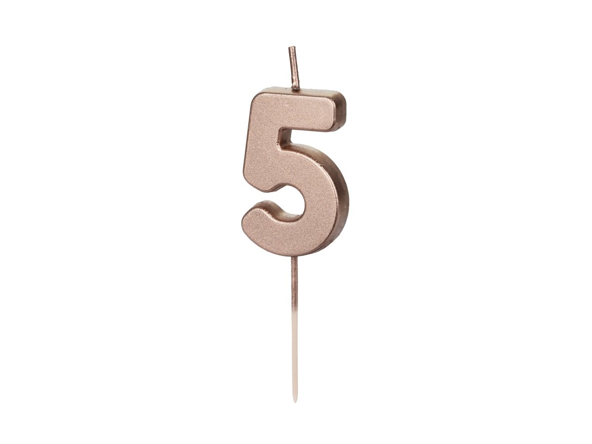 5 Jaar Kaars Rose Goud 9cm