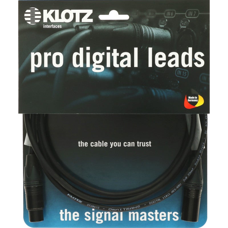 Klotz D3-3X2N1-01.0 DMX-kabel XLR male - XLR female 3-pins 1 meter