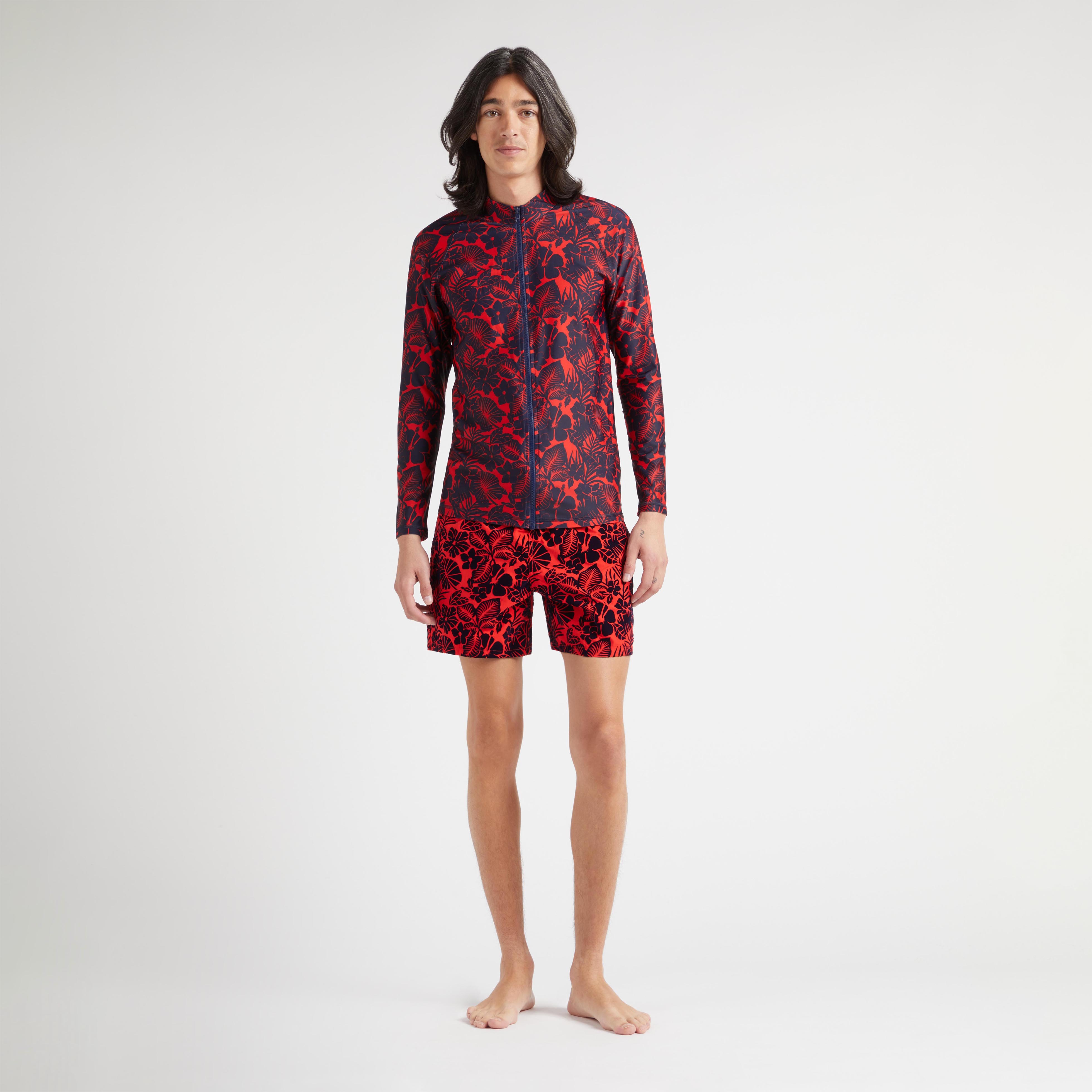 T-shirt Anti UV Manches Longues à Fermeture Éclair Homme Flowers