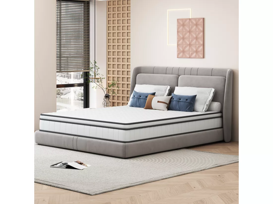 Matelas 140 x 190 cm ressorts ensachés et surmatelas intégré ép.25cm