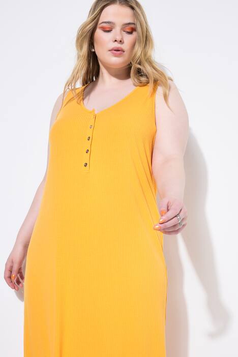 Midikleid, ärmelloser Straight Shape, Jersey, mandarine