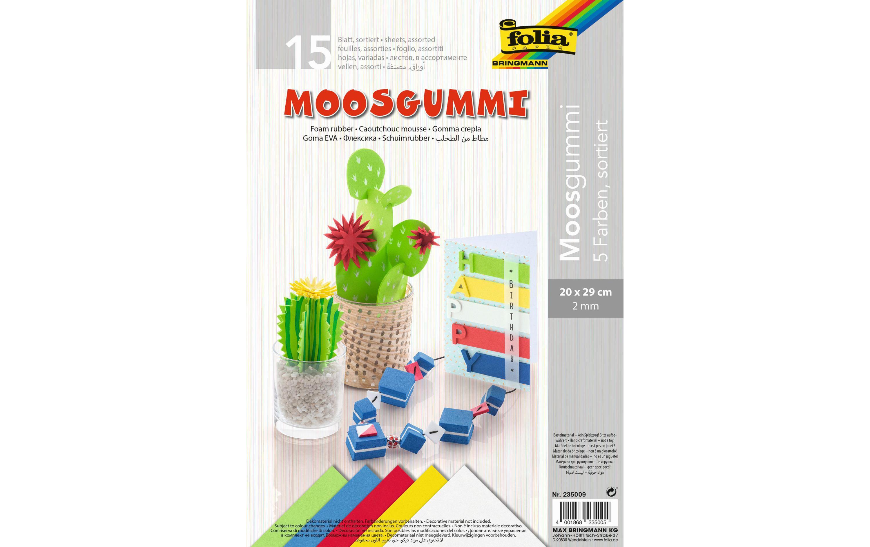 Moosgummi-Set 15 Stück, MehrfarbigMoosgummi