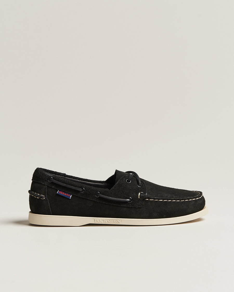 Sebago Docksides Suede Boat Shoe Black
