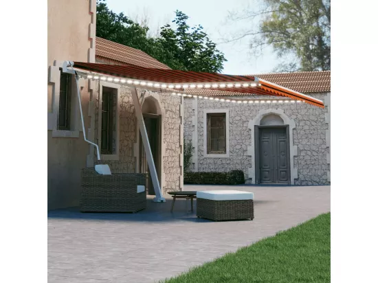 Auvent automatique capteur de vent/LED 400x300 cm Orange/marron