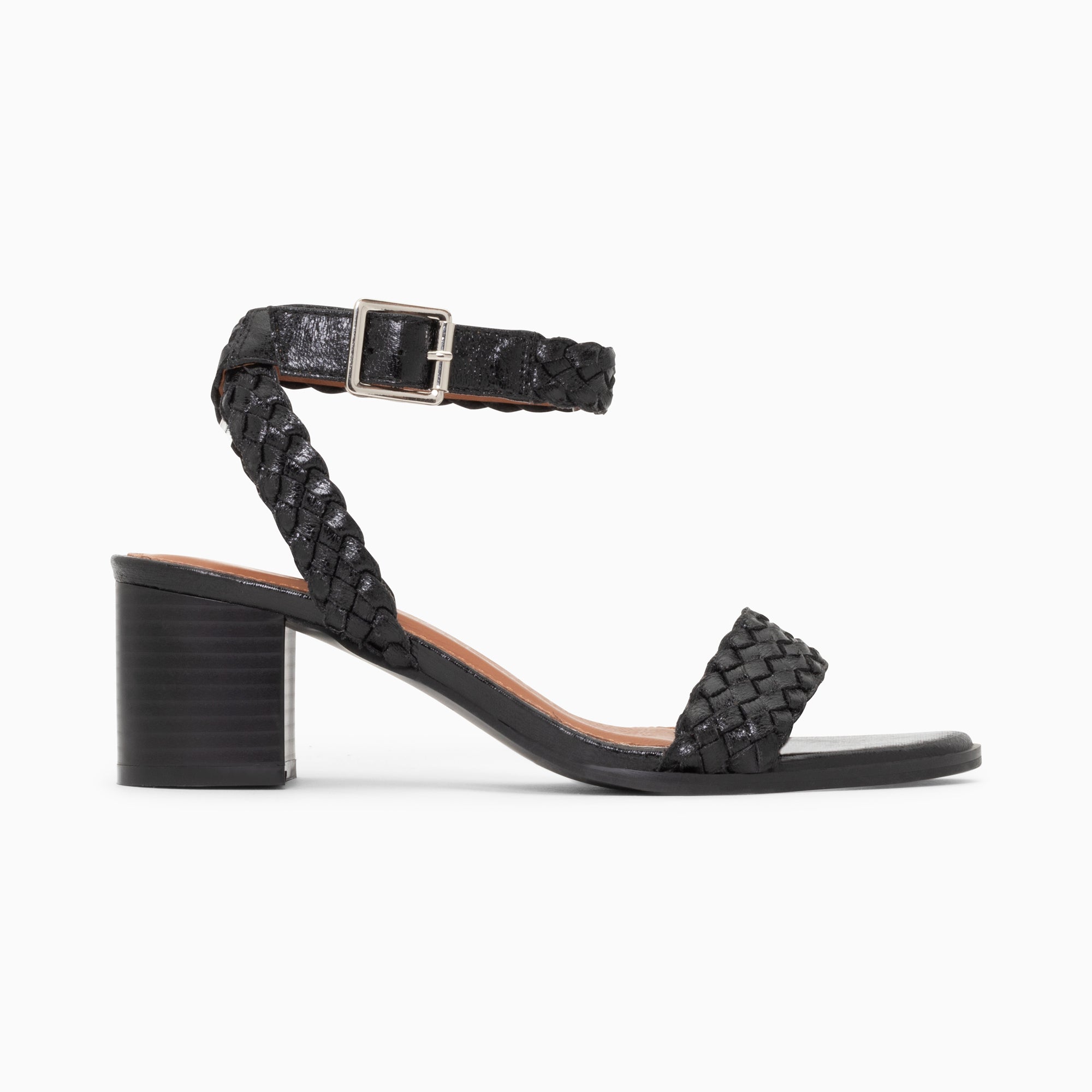 Sandales à talon, Compensées-Sandales Eugénie noires à brides tressées