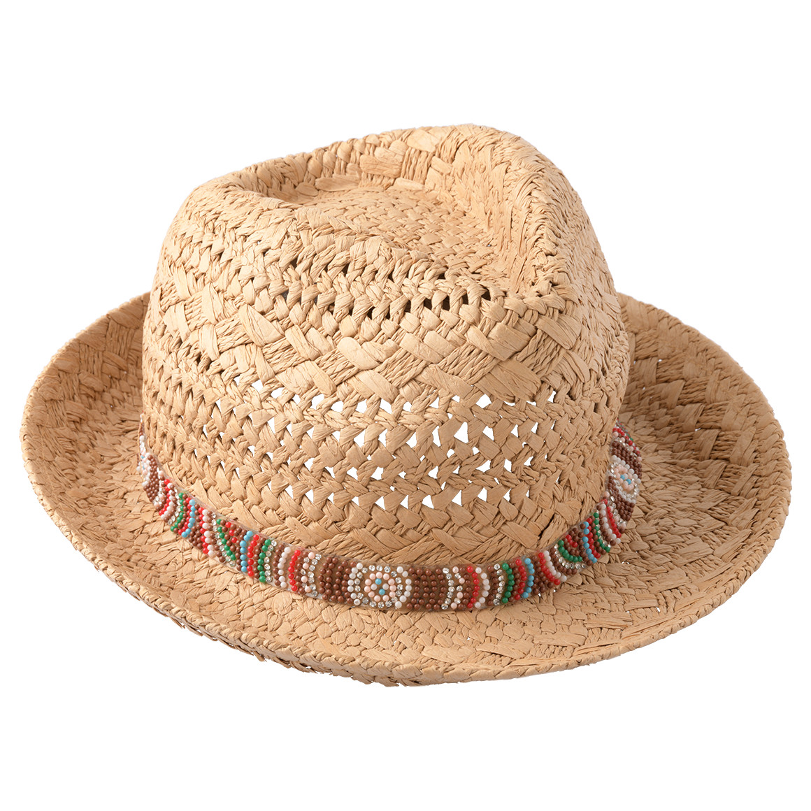 Gina Damen Strohhut im Ibiza-Style beige