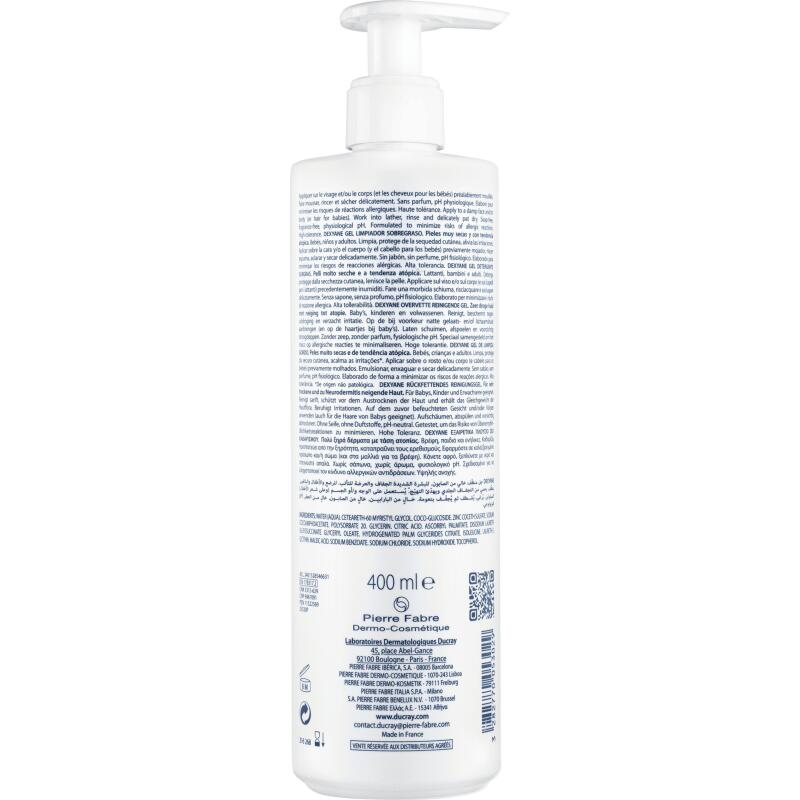 Gel nettoyant surgras Ducray Dexyane - Flacon-pompe de 400 ml