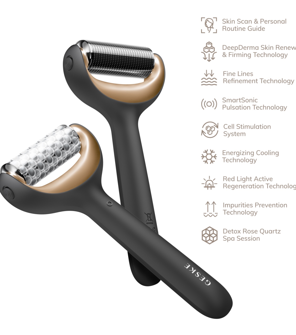 GESKE - Rolo facial e corporal com microagulhas 9 em 1 - Ouro Preto