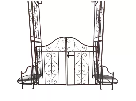 Arche/Portillon à rosiers jardin métal marron L.199 x l.40 x Ht.230 cm