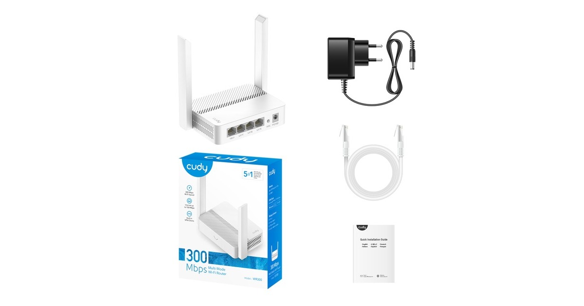 CudyN300 Wi-Fi Router  (Wit, Cudy Mesh)