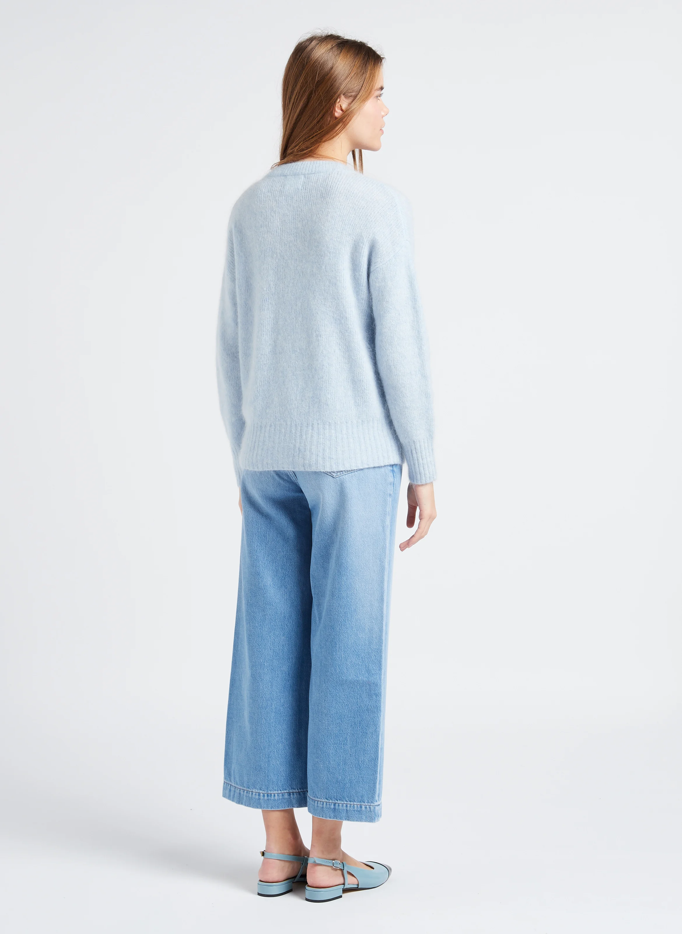MOSS - Jean droit taille haute en coton mélangé | Jean Délavé